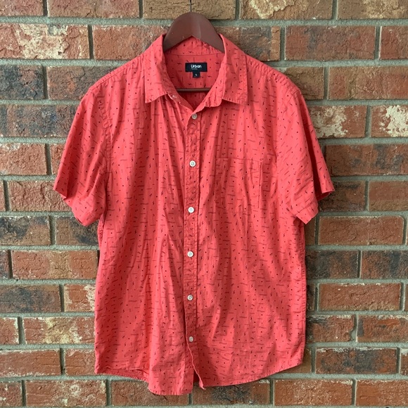 urban pipeline Other - Urban Pipeline Men's Coral Print Short Sleeve Button Down Shirt
